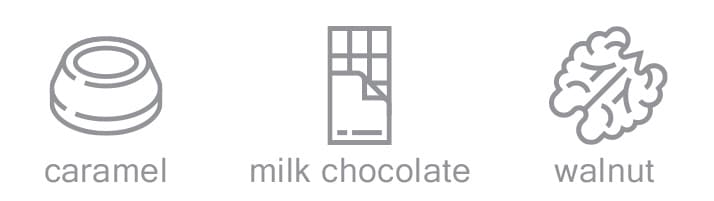 caramel milk chocolate and walnut coffee flavour notes