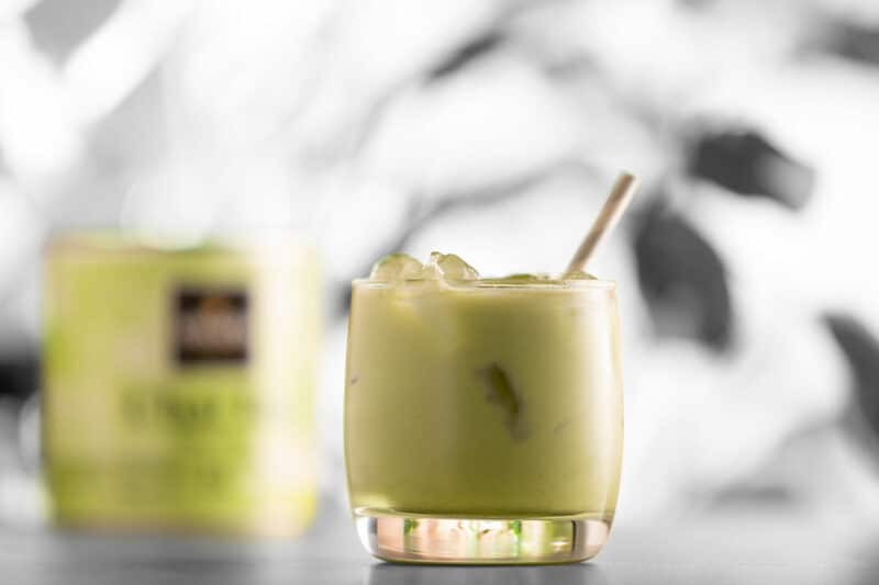 Arkadia iced matcha latte drink