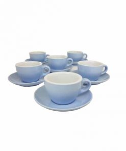 blue coloured cappuccino cups