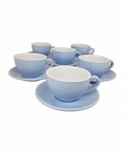 large cappuccino cups in blue